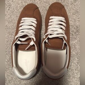 Women’s Brown Suede Lace-Up Sneakers